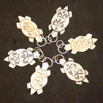 Real Bone Carved Turtles With Detail - (Qty 5)