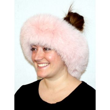 Pastel Pink Dyed Blue Fox  Fur Headband | Fur Neck Warmer | Fur Neck Collar