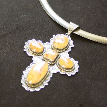 Spiny Oyster Cross Necklace