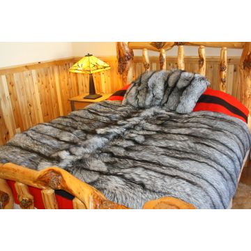 Silver Fox Fur Throw Blanket - Two Sizes