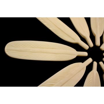 White Real Bone Carved Feathers 5" - (Qty 5)