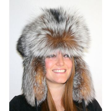 Crystal Fox Fur Russian Trooper Style Hat