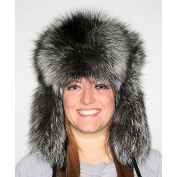 Silver Fox Fur Russian Trooper Style Hat