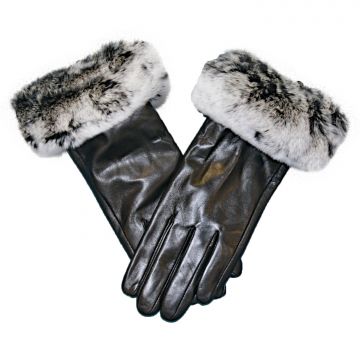 Women's Lambskin Leather Dress Gloves With Fur Trim