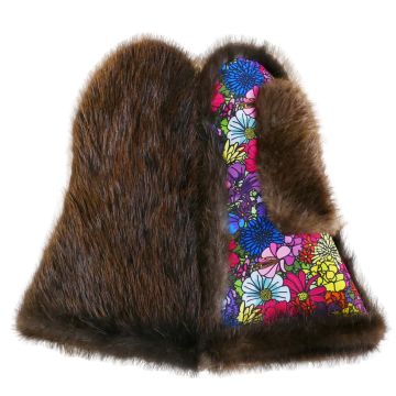 Natural Beaver Fur Mittens With Waterproof Canvas