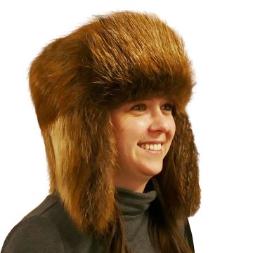 Natural Western Beaver Fur Russian Trooper Style Hat 