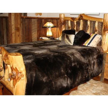 Natural Plucked & Sheared Beaver Fur Blanket Comforter 110" X 92"