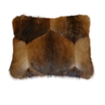 Natural Muskrat Fur Pillow