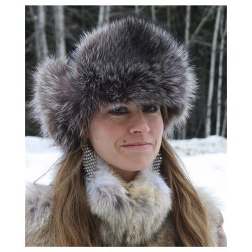 Raccoon Fur & Leather Russian Trooper Style Hat
