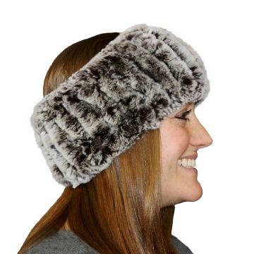 Rex Rabbit Fur Headband - Brown With Frosted Tips