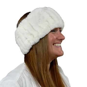 Rex Rabbit Fur Headband - White