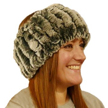 Rex Rabbit Fur Headband - Gray With Frosted Tips