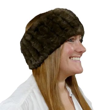 Rex Rabbit Fur Headband - Solid Brown