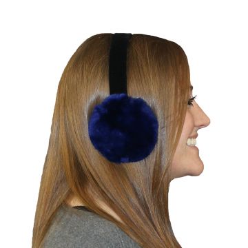 Royal Blue Dyed Sheared Beaver Fur Ear Muffs