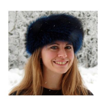 Sapphire Dyed Raccoon  Fur Headband | Fur Neck Warmer | Fur Neck Collar