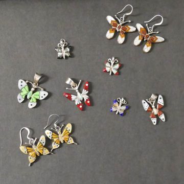Sterling Silver and Opal Butterfly Jewelry