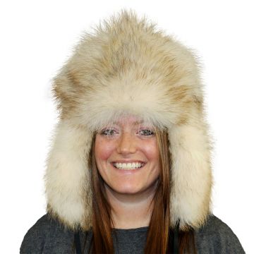 Blonde Coyote Fur Russian Trooper Style Hat