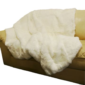Rex Rabbit Fur Throw Blanket - White